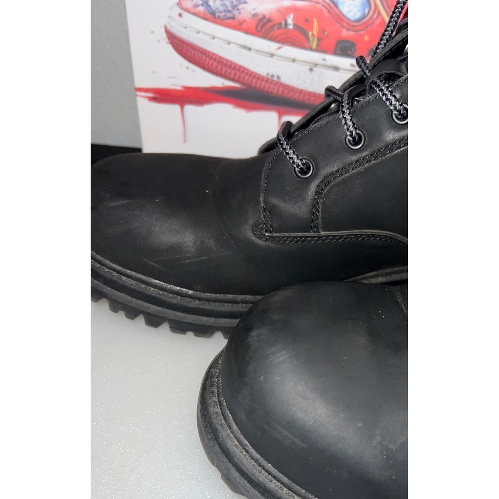 Mens Black Work Boots Lace Up Ankle Lug Sole MNOT42CA017 Size 11 - Picture 3 of 7